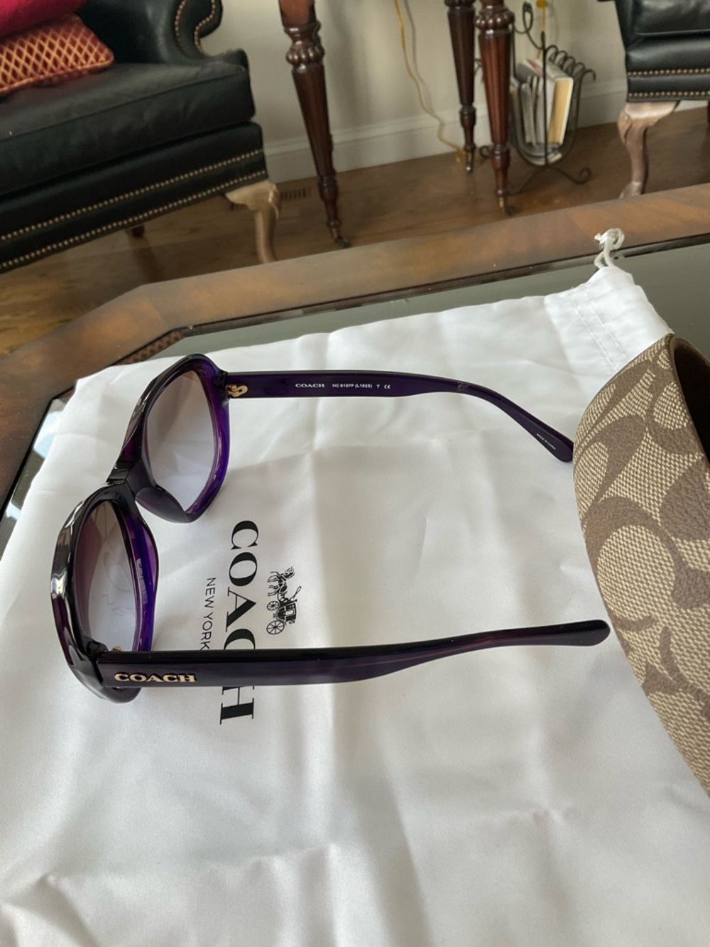 Coach Purple and Brown Gradient Oversized Women's Sunglasses - Picture 4 of 6